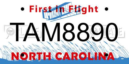 TAM8890 North Carolina License Plate