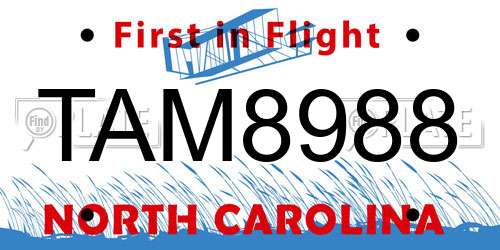 TAM8988 North Carolina License Plate