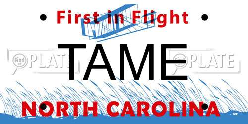 TAME North Carolina License Plate