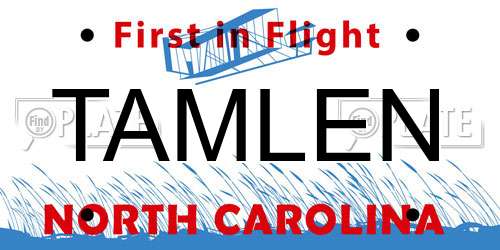 TAMLEN North Carolina License Plate