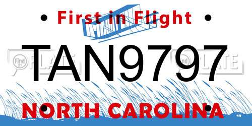 TAN9797 North Carolina License Plate