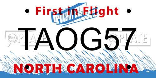 TAOG57 North Carolina License Plate