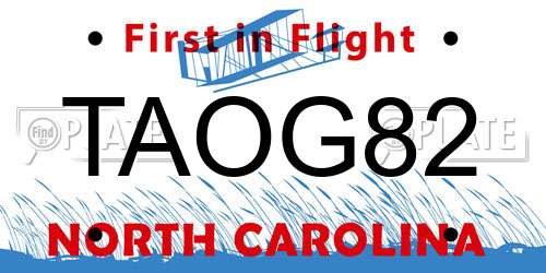 TAOG82 North Carolina License Plate