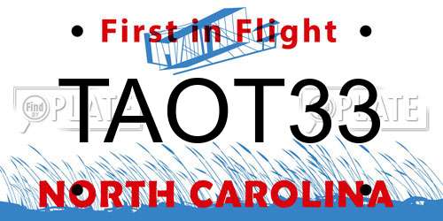 TAOT33 North Carolina License Plate