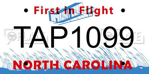 TAP1099 North Carolina License Plate