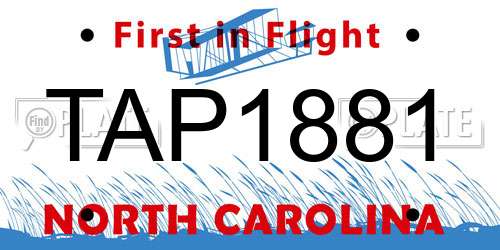 TAP1881 North Carolina License Plate