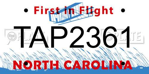 TAP2361 North Carolina License Plate