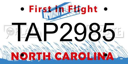 TAP2985 North Carolina License Plate