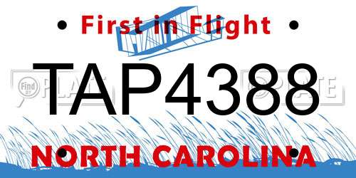 TAP4388 North Carolina License Plate