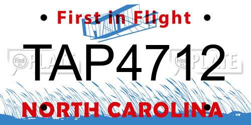 TAP4712 North Carolina License Plate