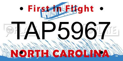 TAP5967 North Carolina License Plate