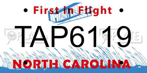 TAP6119 North Carolina License Plate