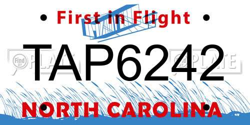 TAP6242 North Carolina License Plate