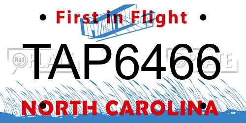 TAP6466 North Carolina License Plate