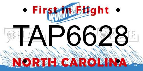 TAP6628 North Carolina License Plate