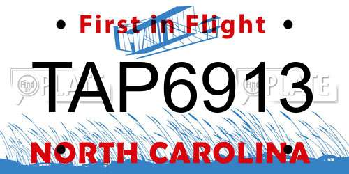 TAP6913 North Carolina License Plate