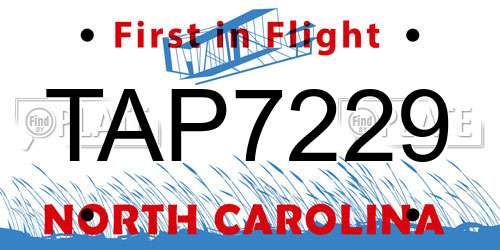 TAP7229 North Carolina License Plate