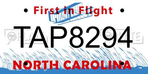 TAP8294 North Carolina License Plate