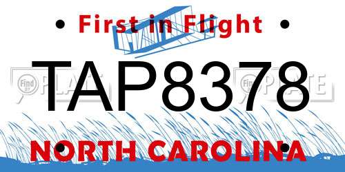 TAP8378 North Carolina License Plate