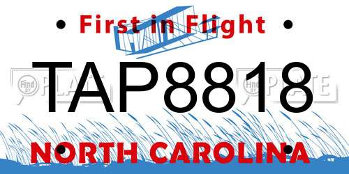TAP8818 North Carolina License Plate