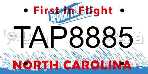 TAP8885 North Carolina License Plate