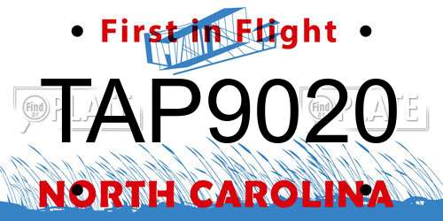 TAP9020 North Carolina License Plate