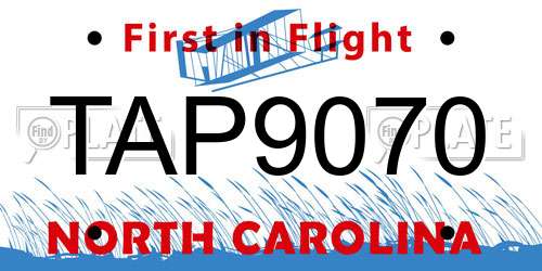 TAP9070 North Carolina License Plate