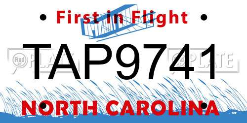 TAP9741 North Carolina License Plate