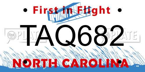 TAQ682 North Carolina License Plate