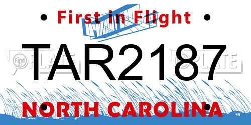 TAR2187 North Carolina License Plate