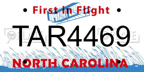 TAR4469 North Carolina License Plate