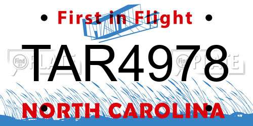 TAR4978 North Carolina License Plate