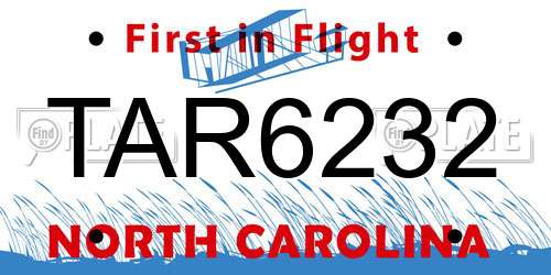 TAR6232 North Carolina License Plate