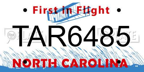 TAR6485 North Carolina License Plate