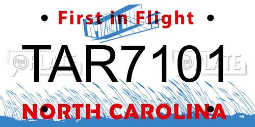 TAR7101 North Carolina License Plate