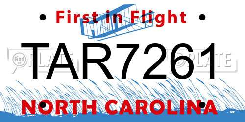 TAR7261 North Carolina License Plate