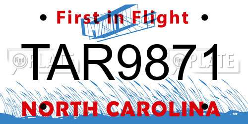 TAR9871 North Carolina License Plate