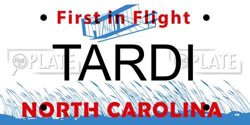 TARDI North Carolina License Plate