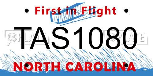 TAS1080 North Carolina License Plate