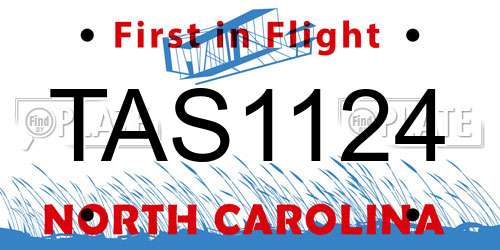 TAS1124 North Carolina License Plate