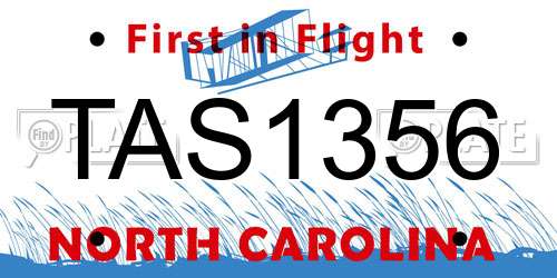 TAS1356 North Carolina License Plate