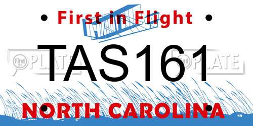 TAS161 North Carolina License Plate