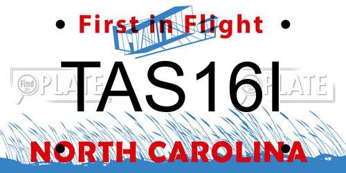 TAS16I North Carolina License Plate