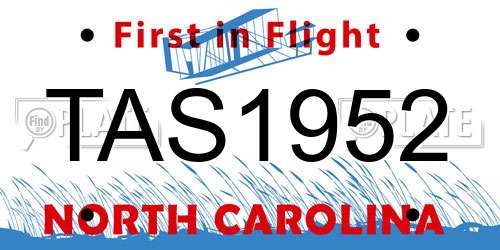 TAS1952 North Carolina License Plate