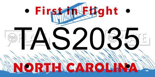 TAS2035 North Carolina License Plate
