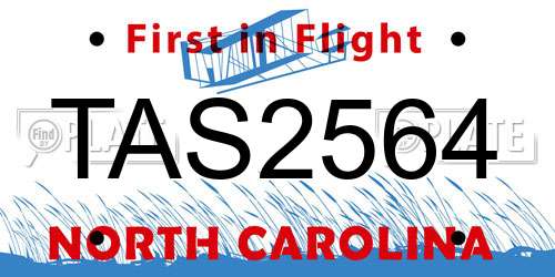 TAS2564 North Carolina License Plate