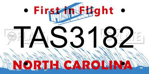 TAS3182 North Carolina License Plate