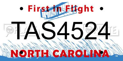 TAS4524 North Carolina License Plate