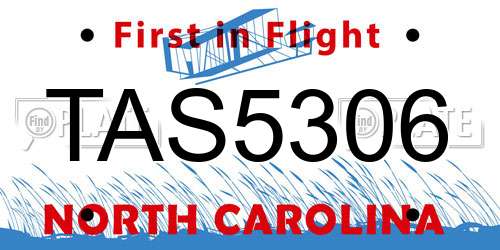 TAS5306 North Carolina License Plate