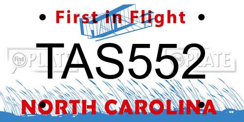 TAS552 North Carolina License Plate
